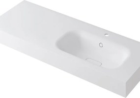 Lavabo a incasso rettangolare vasca a destra L 120.5 x H 15 x P 46 cm in resina bianco opaco
