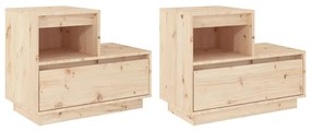 Comodini 2 pz 60x34x51 cm in legno massello di pino