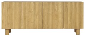 Credenza design in legno chiaro massello di rovere con incisioni 4 ante L180 cm GOSHI