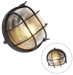 Lampada da parete rotonda industriale nera IP44 - Noutica