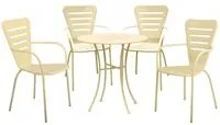 Set tavolo 70cm con 4 sedie impilabili da esterno in metallo crema, Fredi Venira