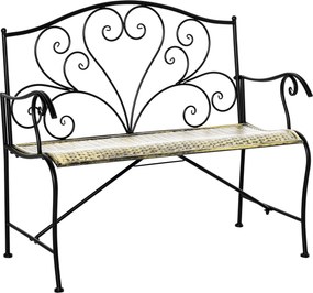 Panchina 2 Posti da giardino 100x50x88 cm in Ferro Nero e Bronzo...