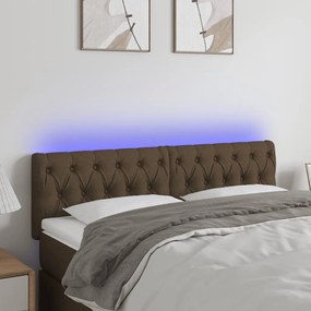 Testiera A Led Marrone Scuro 144x7x78/88 Cm İn Tessuto /