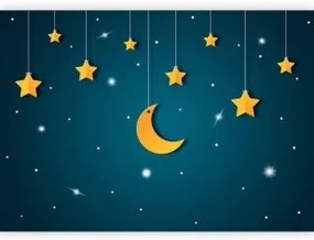 Carta da parati - Skyline - turquoise night sky landscape with stars for children Adesiva 245x175