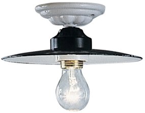 Plafoniera Industrial Potenza Ferro E Ceramica Nero Diam. 35Cm 1 Luce E27