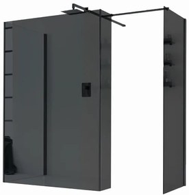 Box doccia walk-in Wens, vetro fumè 6 mm, H 200 cm, profilo nero