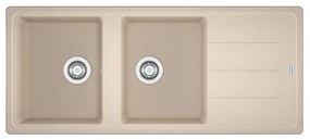 Lavello integrato 2 vasche con gocciolatoio laterale destro o sinistro FRANKE Boston fragranite L 50 x L 116 cm beige