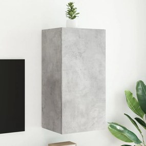 Mobile tv a parete con luci led grigio cemento 40,5x35x80 cm