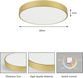 Brilagi - Plafoniera LED POOL LED/60W/230V 3000/4500/6000K Ø 60 cm dorata