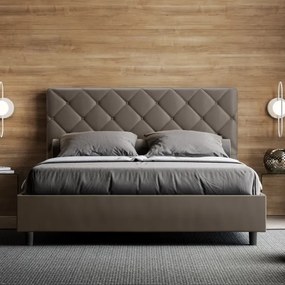 Letto matrimoniale contenitore imbottito 160x190 similpelle cappuccino Priya