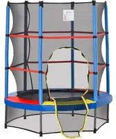 Trampolino Elastico per Bambini da 3 Anni 140cm con Rete di Protezione e Corde Bungee Blu