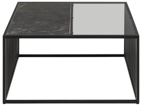 Tavolino nero con piano in vetro 80x80 cm Strington - Actona