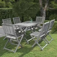 Set da Pranzo per Giardino 7 pz Legno Massello di Acacia Grigio 3057871