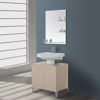 Mobile sotto lavabo bagno 70 cm larice con 2 ante e piedini cromati