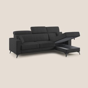 Pegaso divano letto angolare con poggiatesta reclinabili e rivestimento impermeabile T02 nero
