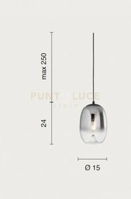 Sospensione balu-1, 1 luce fume' attacco e27 d.15cm h.24cm