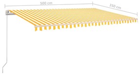 Tenda da Sole Retrattile Manuale 500x350 cm Gialla e Bianca