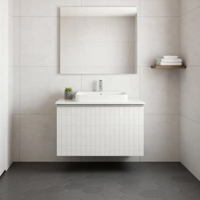Mobile da bagno sospeso sotto lavabo Pixel grid 1 cassetto L 60 x H 40 x P 45.5 cm grigio pastello laccato opaco, con maniglia alluminio brillante