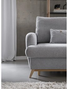 Divano angolare grigio chiaro allungabile/con contenitore (con penisola a destra/con chaise lounge) Scandic Lagom – Miuform