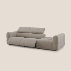 Giotto Divano con terminale e opzione relax elettrico in microfibra effetto velluto impermeabile T09 tortora