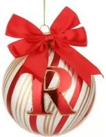 Pallina Natale con lettera R 10 cm Circus rosso