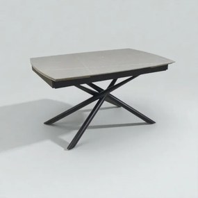 Tavolo allungabile 140-200x90 cm top marmo grigio gambe nere - VERAL