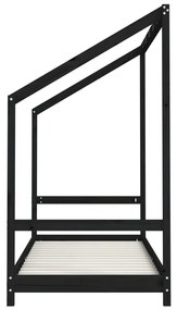Giroletto per bambini nero 80x200 cm in legno massello di pino