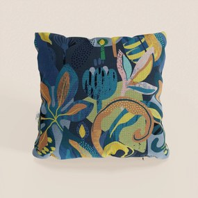 Joy collezione cuscini a fantasie multicolor in tessuto fresco cotone impermeabile blu