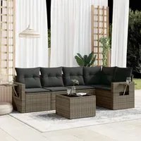 Set Divano da Giardino 6 pz con Cuscini Grigio in Polyrattan 3220139