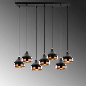 Lampadario nero/color rame con paralume in metallo Yildo – Opviq lights
