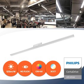 Lampada LED Lineare 42W binario Trifase 120cm 90° con driver Philips Colore Bianco Variabile CCT