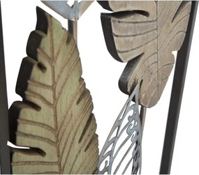 Pannello Decorativo In Ferro E Legno Foglie 30,5x1,9x91 Cm Oro E Argento Ver.B