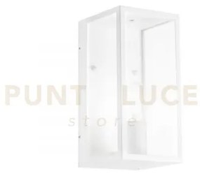 Applique mirage bianca 1 luce attacco e27 13x13x23cm in metallo e v...