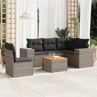 Set Divano da Giardino 6 pz con Cuscini Grigio in Polyrattan 3225451