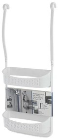 Mensola doccia bianco in PVC con 2 ripiani e ganci inferiori