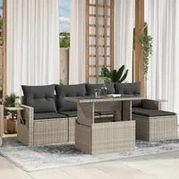 Set Divano da Giardino 6pz con Cuscini Grigio Chiaro Polyrattan 3267872