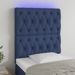 Testiera A Led Blu 80x7x118/128 Cm İn Tessuto /
