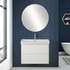 Mobile bagno sospeso 80 cm bianco lucido con specchio reversibile Zen