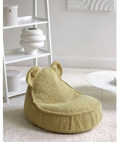 Pouf a sacco per bambini verde con rivestimento in bouclé Bear – Wigiwama
