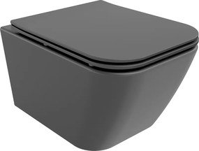 Mexen Madox WC senza bordo con sedile a chiusura rallentata slim, duroplast, grigio scuro opaco - 30154061