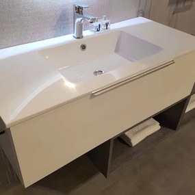 Lavabo integrale a incasso rettangolare Brera L 100.5 x H 12.5 x P 46 cm in resina bianco lucido