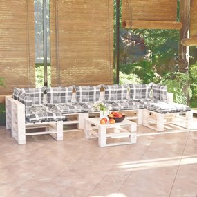 Set divani da giardino pallet 8 pz con cuscini in legno di pino