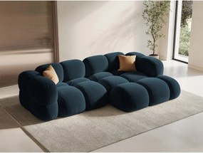 Divano angolare blu scuro (con penisola a destra/con chaise lounge) con rivestimento in velluto Loretto – Cosmopolitan Design