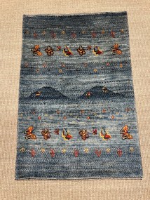Loribaft Tappeto 90 x 60 Blu (Iran) Annodato A Mano