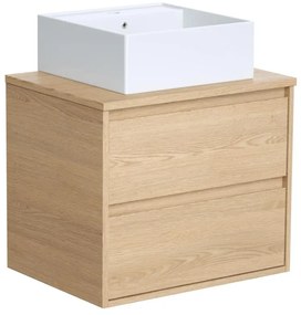 Mobile per bagno sospeso con lavabo da appoggio 60 cm Placcatura rovere - MILIPAM