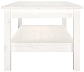 Tavolino da salotto bianco 80x50x40 cm legno massello di pino