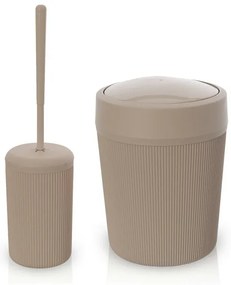 Set accessori bagno appoggio scopino e pattumiera tortora in plastica Ring