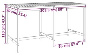 Set Bar da Giardino 9 pz Nero in Legno Massello di Pino