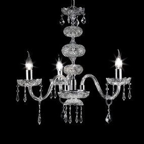 Lampadario sospeso DALLAS in cristallo D65 con finiture cromo da 3 luci