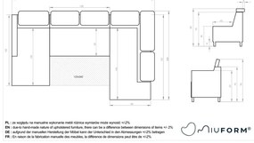 Divano letto angolare a U in velluto grigio scuro (angolo sinistro) Sweet Harmony - Miuform